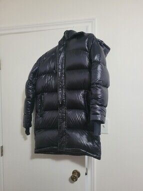 TNA SUPER PUFF MID LENGTH WOMENS XS SHINY BLACK